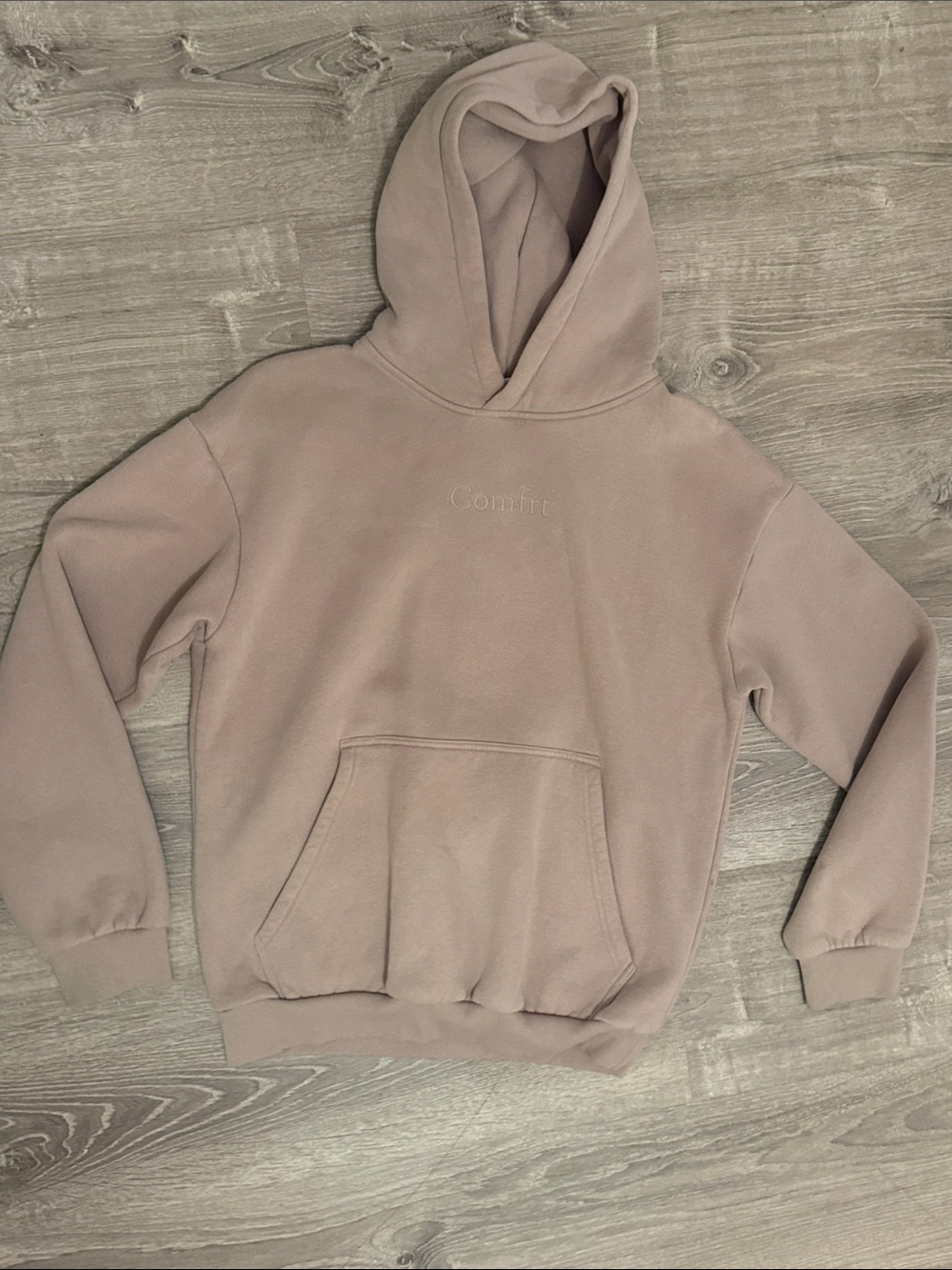 Comfort Embroidered Crewneck Hoodie - Dusty Pink